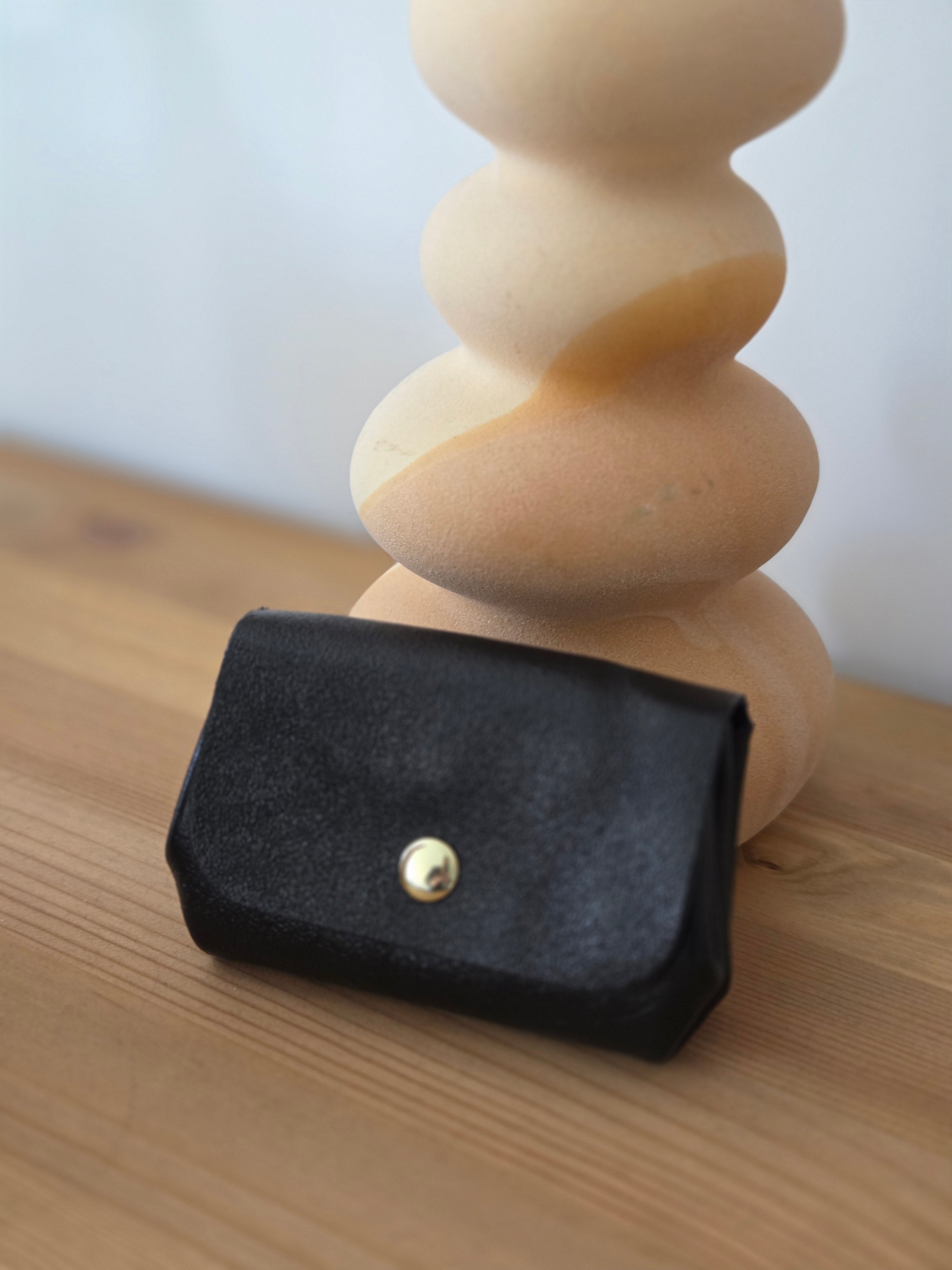 Porte-monnaie cuir noir pailleté