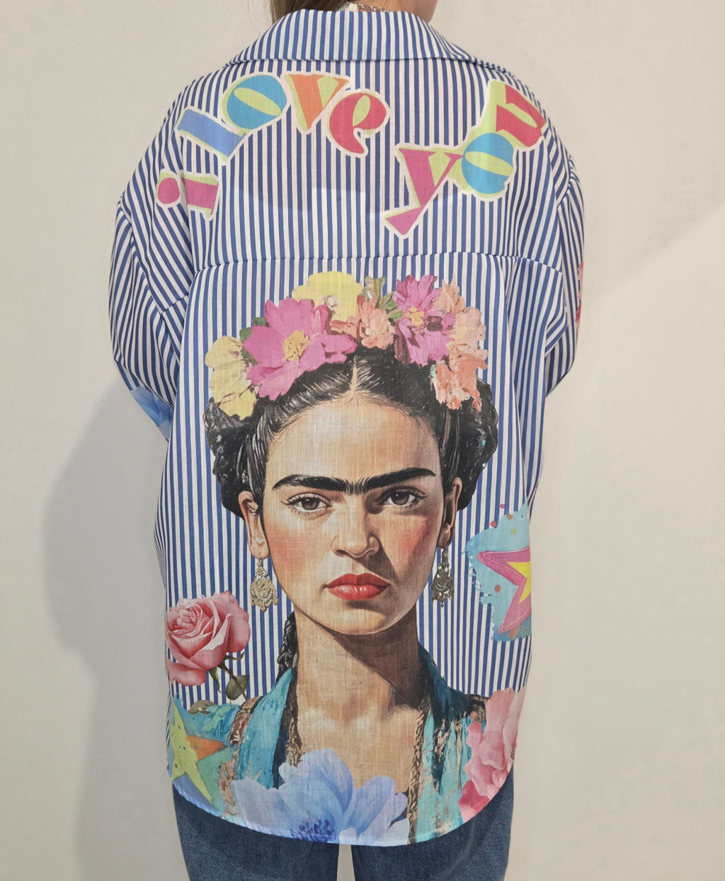 Chemise bleue à rayures Frida Kahlo