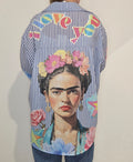 Chemise bleue à rayures Frida Kahlo
