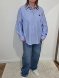 Chemise bleue à rayures Cœur