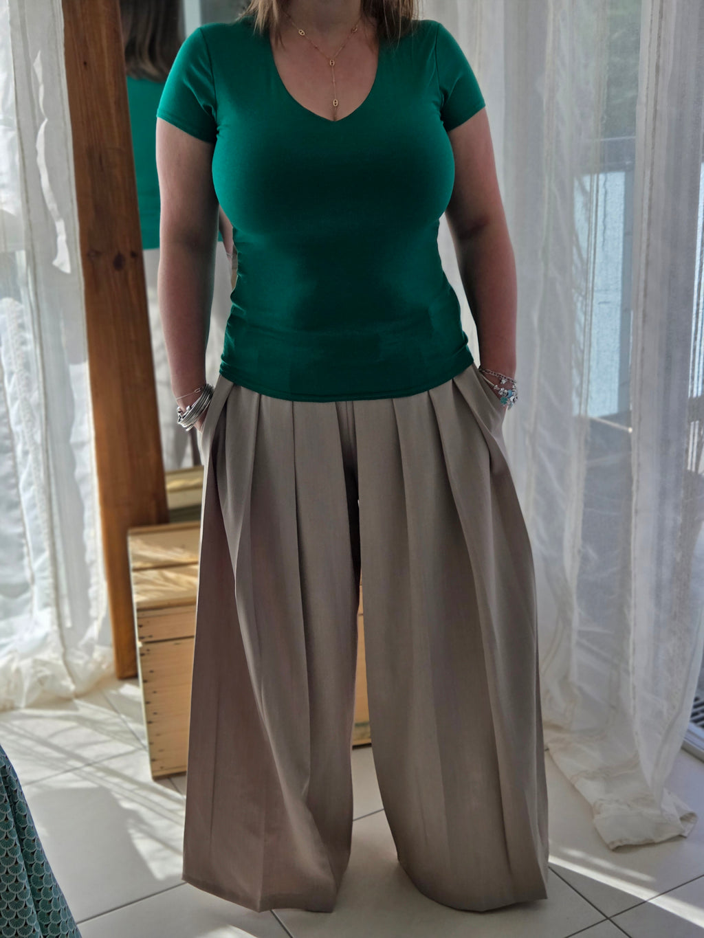Pantalon à pinces taupe