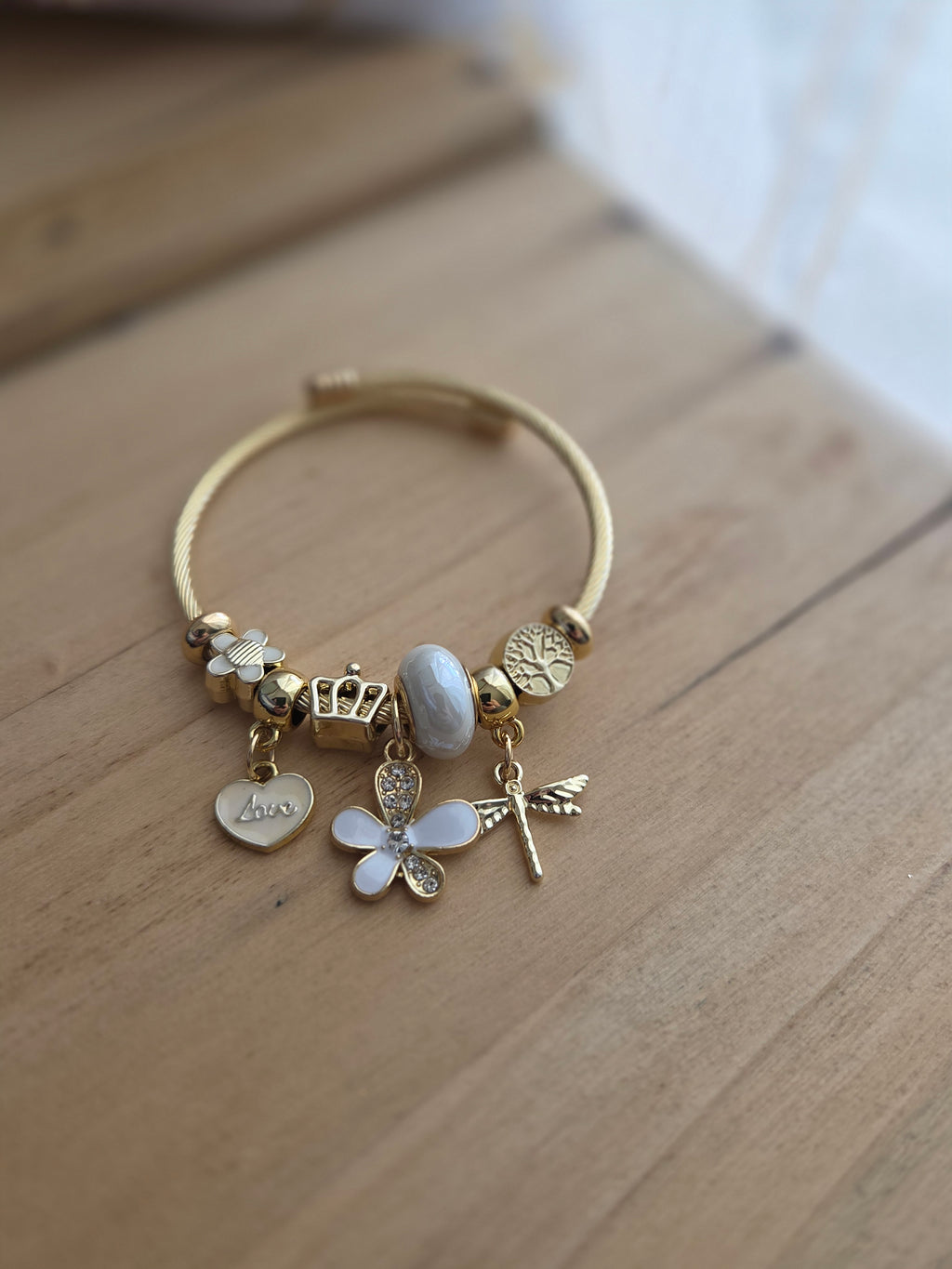 Jonc doré charms blanc