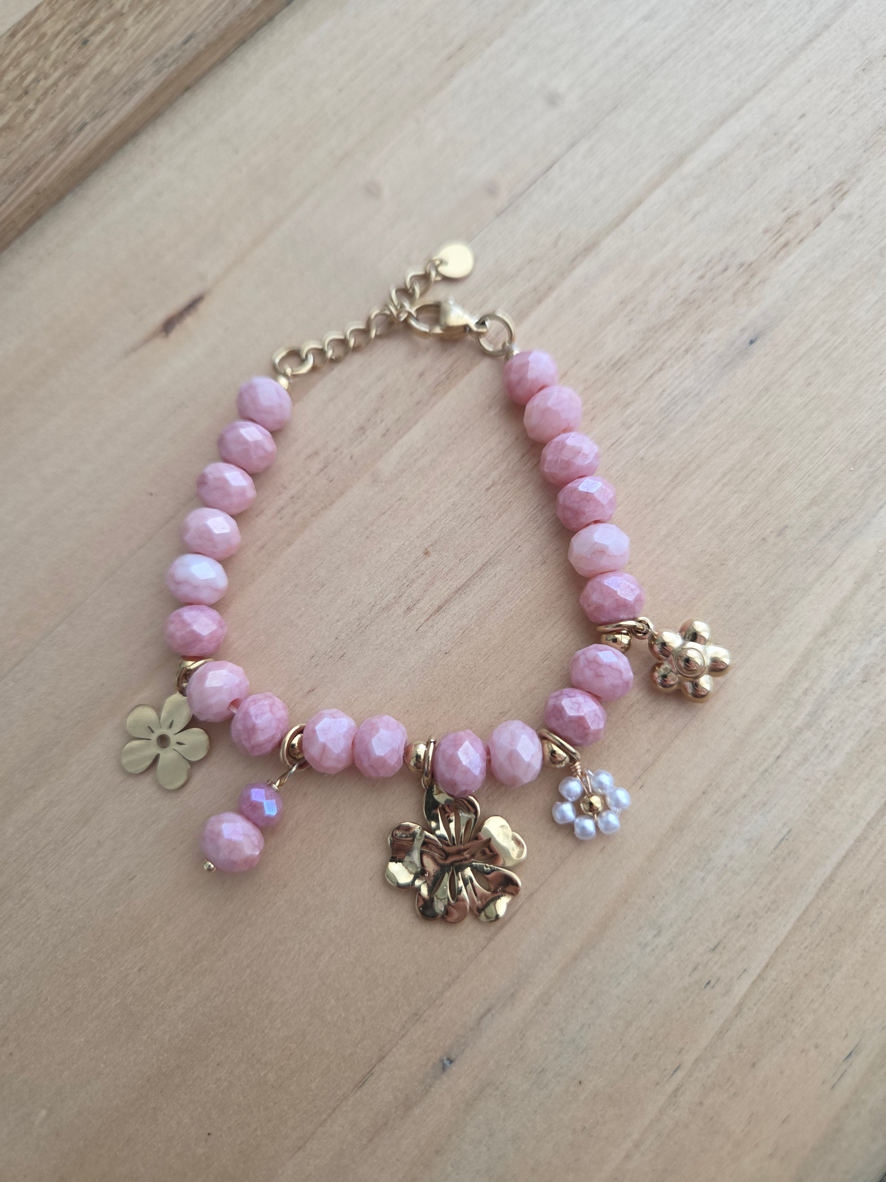 Bracelet doré fleurs