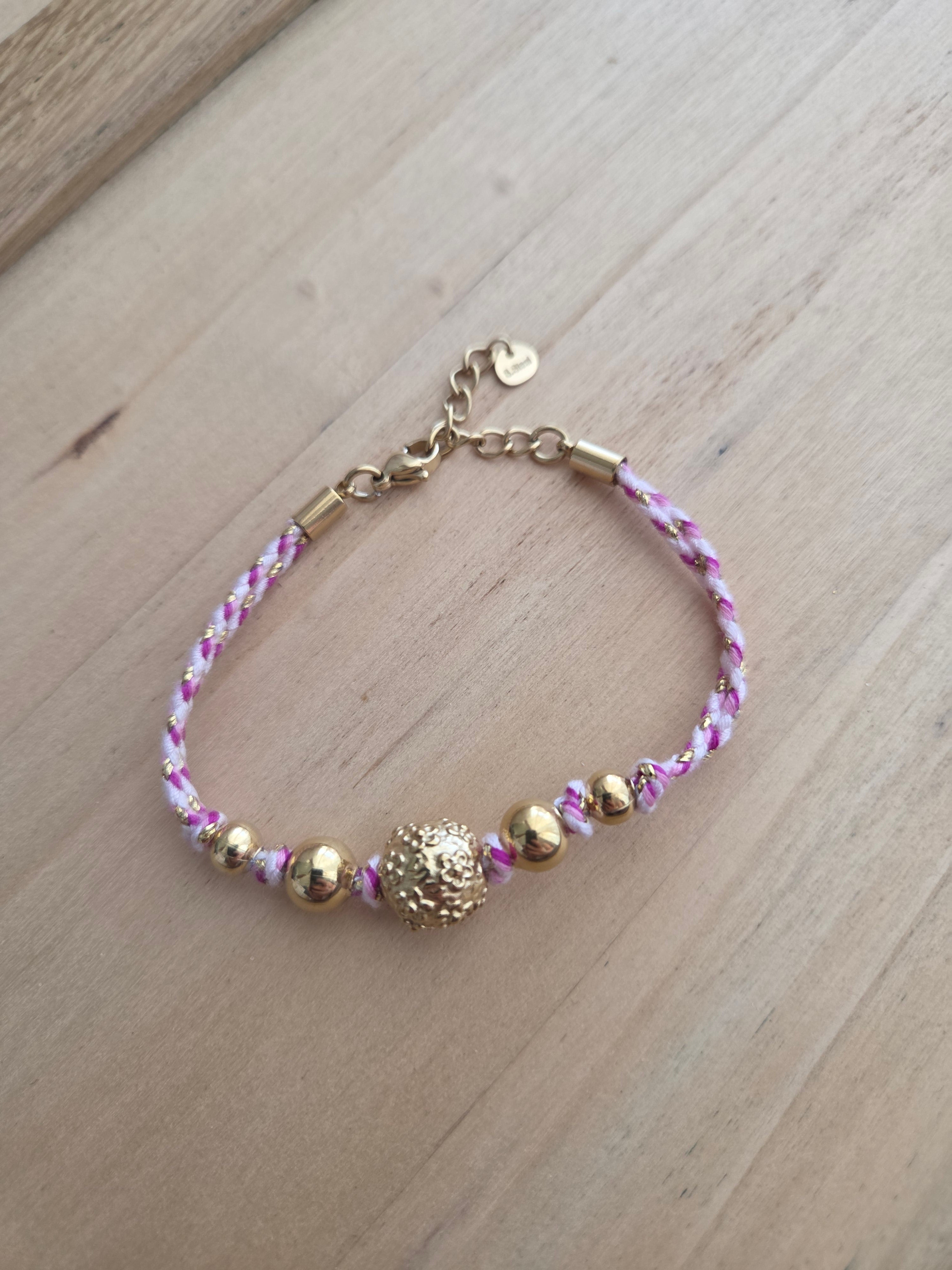 Bracelet tissé rose doré