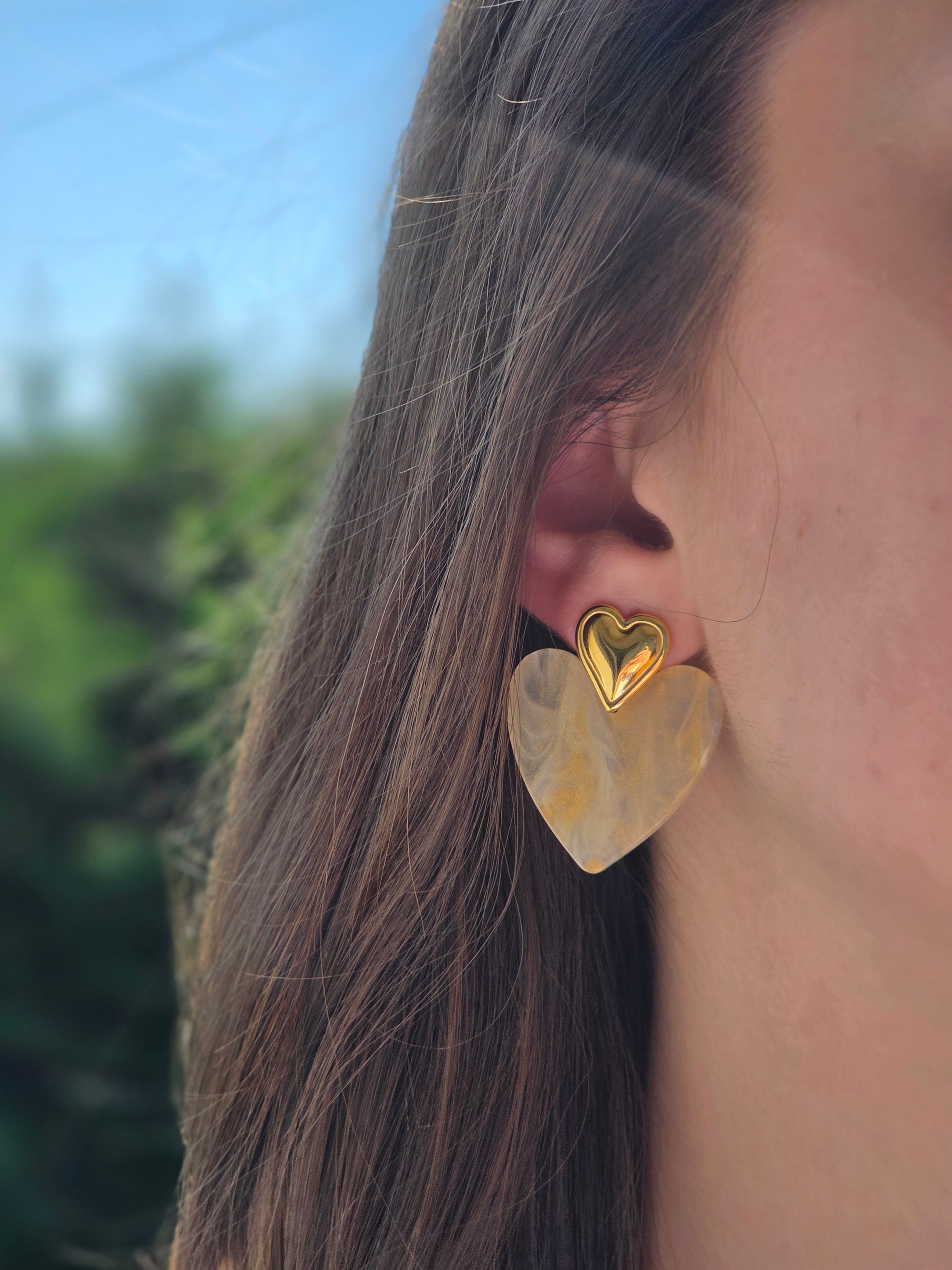 Boucles d'oreilles doré cœurs
