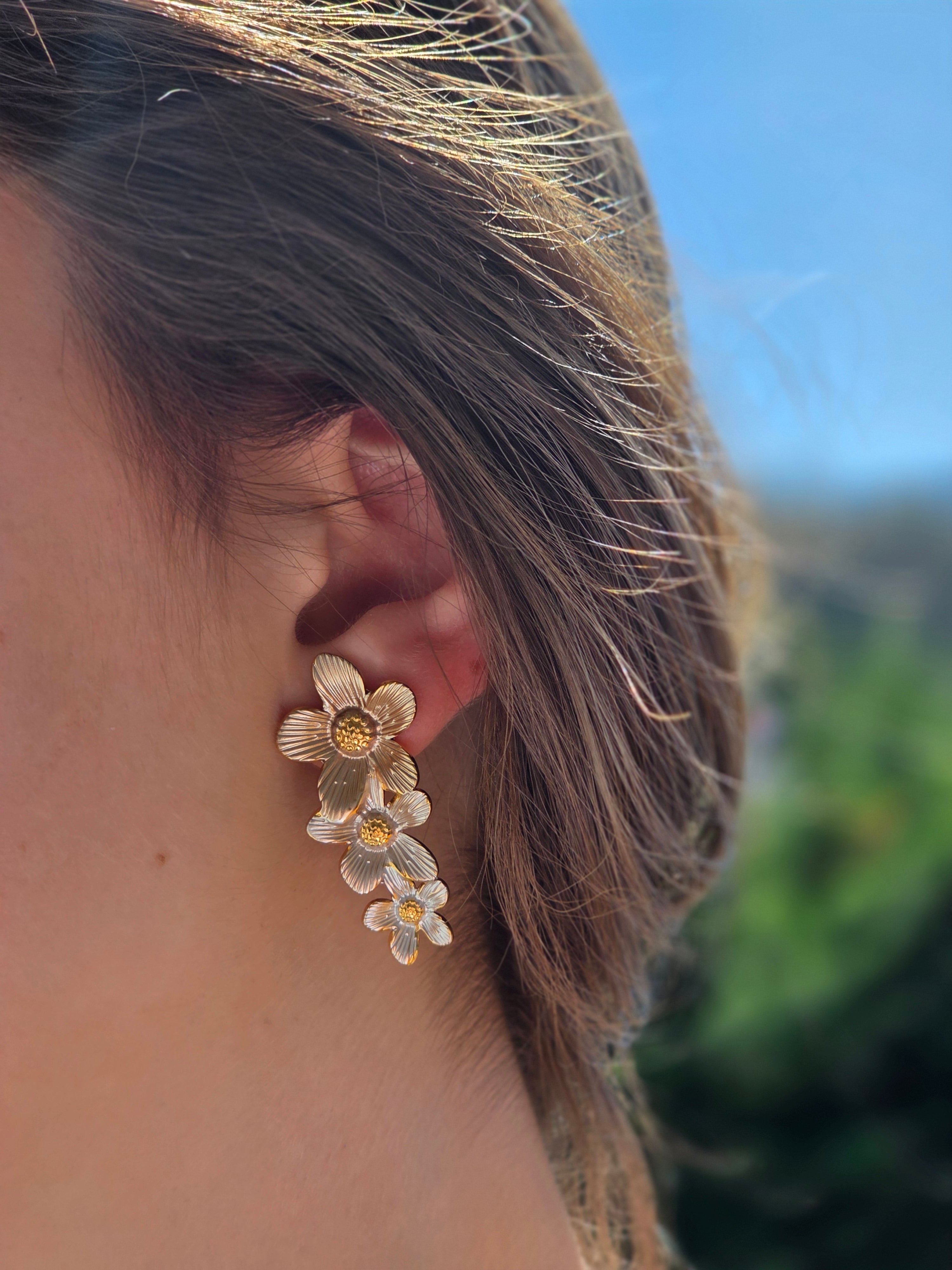 Boucles d'oreilles trio fleurs
