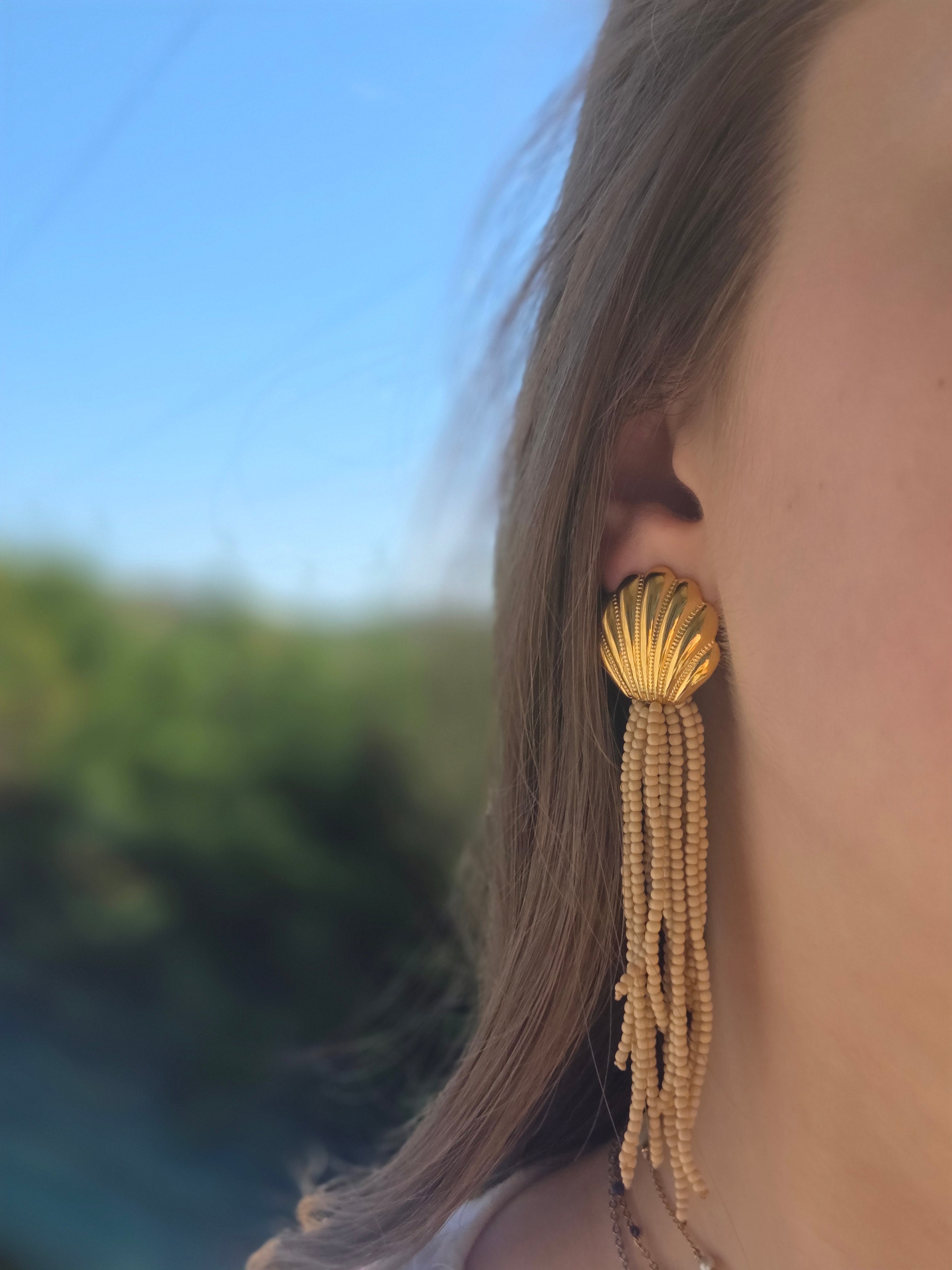 Boucles d'oreilles doré perles