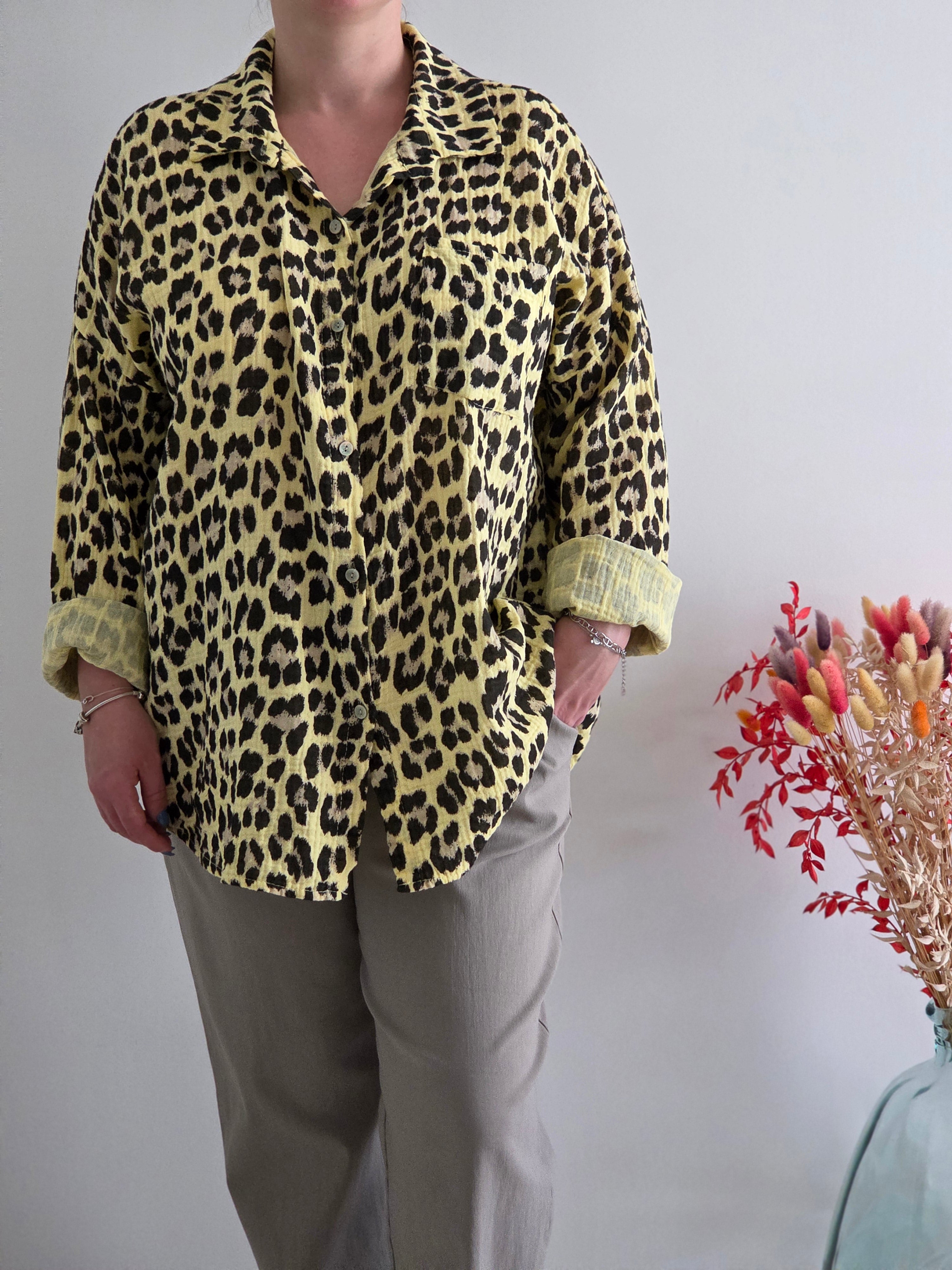 Chemise léopard Jaune