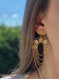 Boucles d'oreilles doré fleurs chainettes