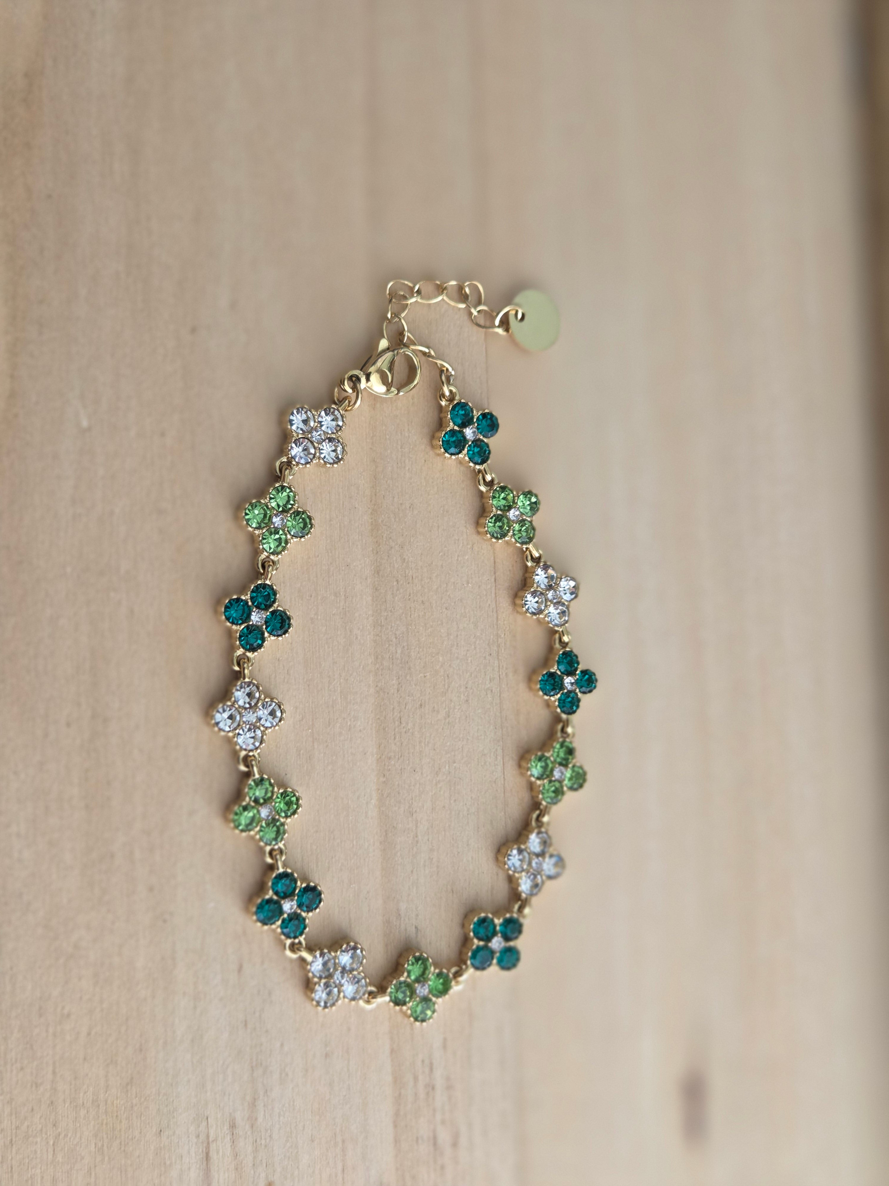 Bracelet fleurs vertes