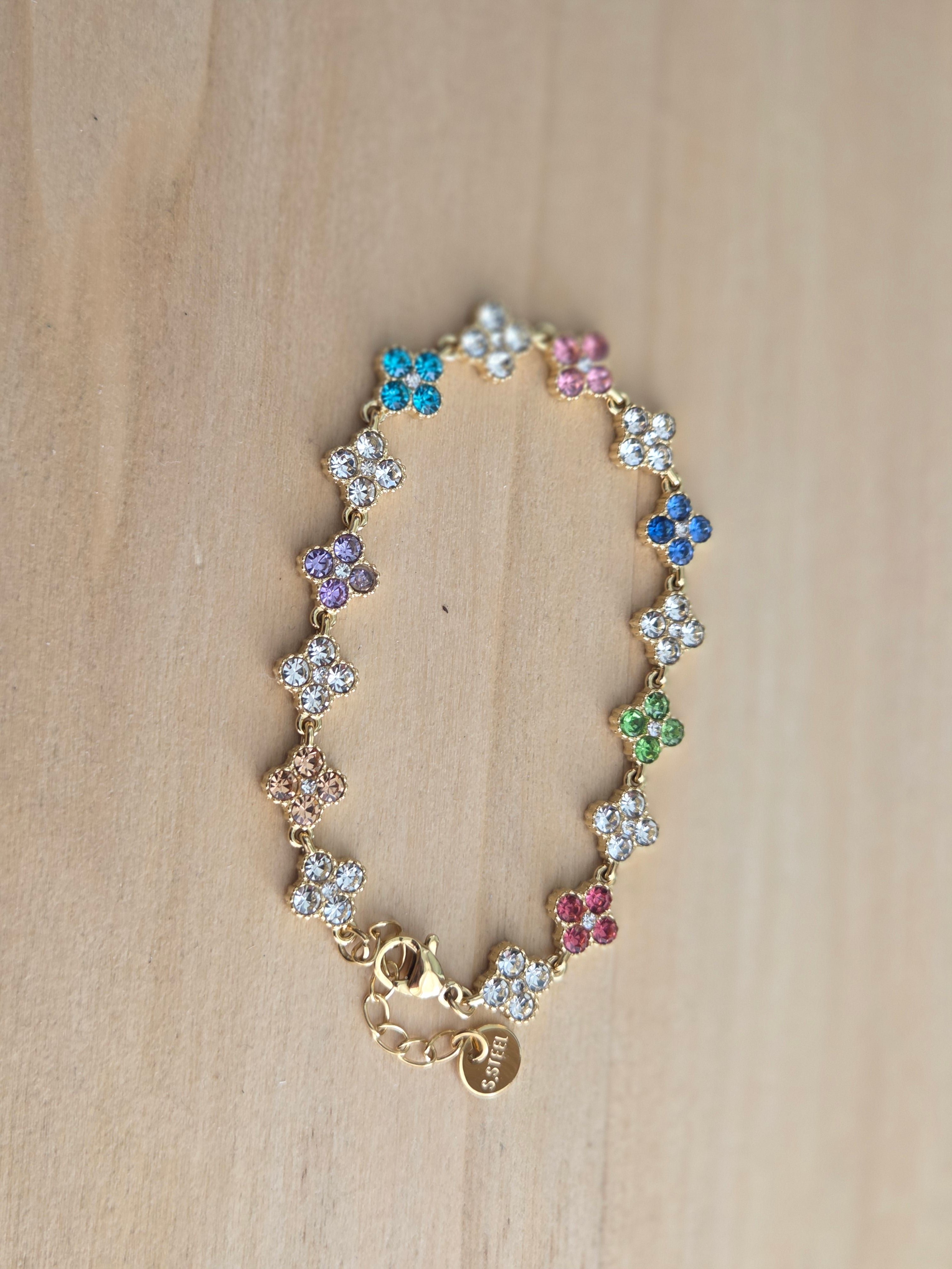 Bracelet fleurs multicolores