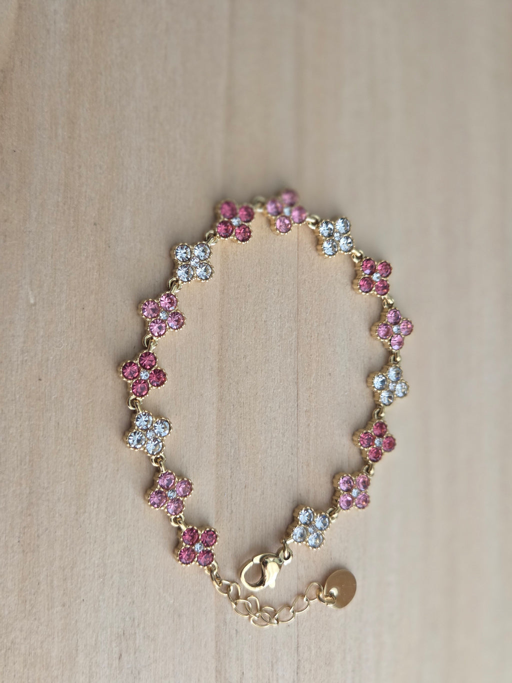 Bracelet fleurs roses et blanches