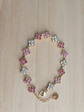 Bracelet fleurs roses et blanches