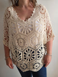 Top crochet crème