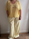 Pantalon jaune à bandes bleues