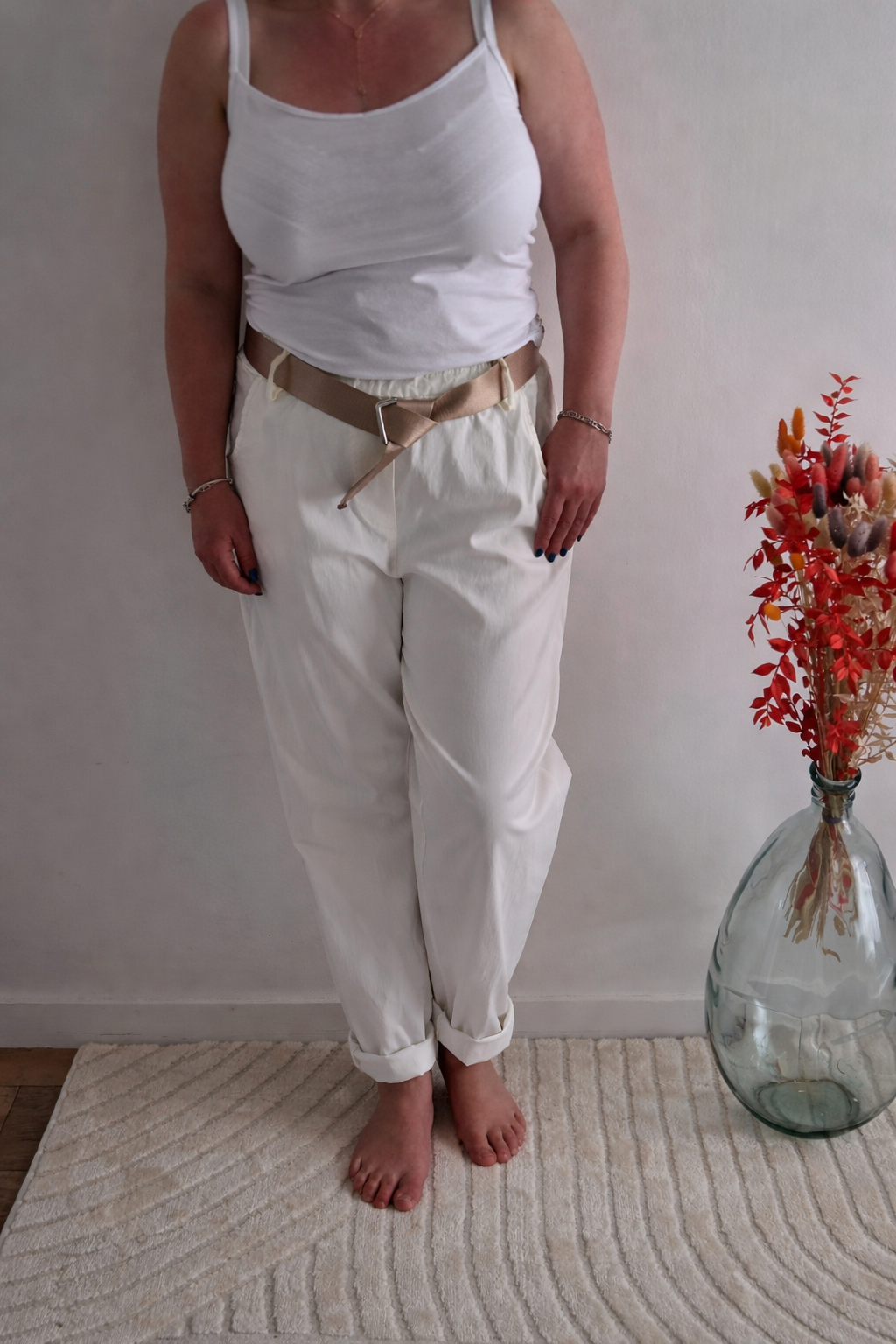 Pantalon blanc strass
