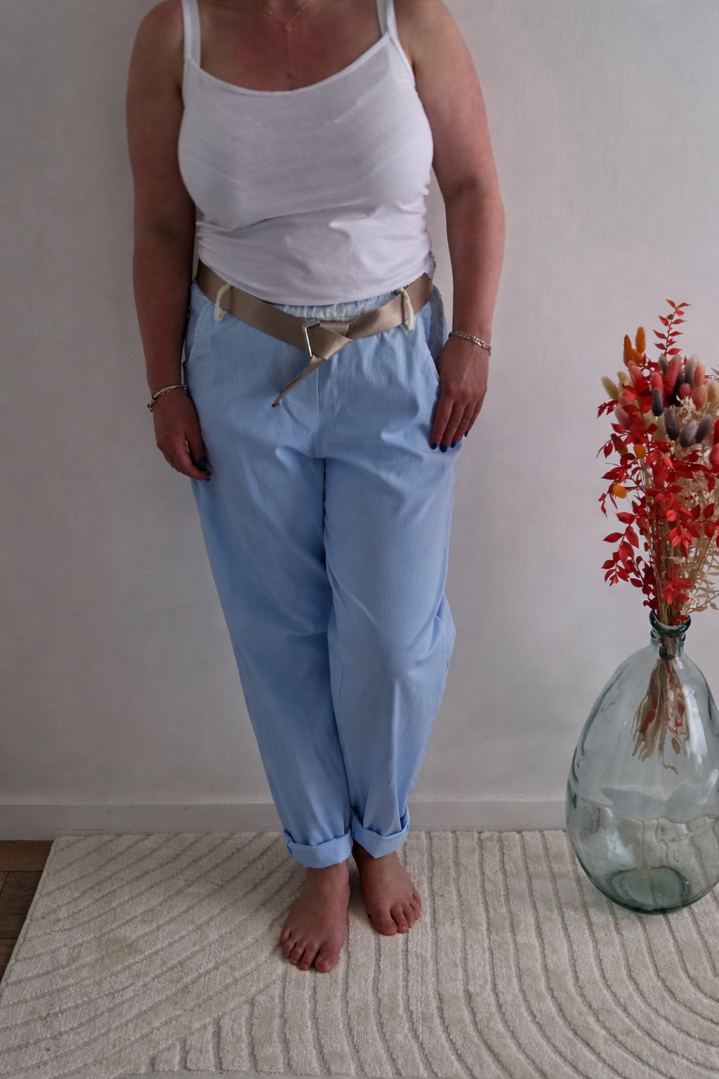 Pantalon bleu strass