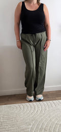 Pantalon effet jogging kaki