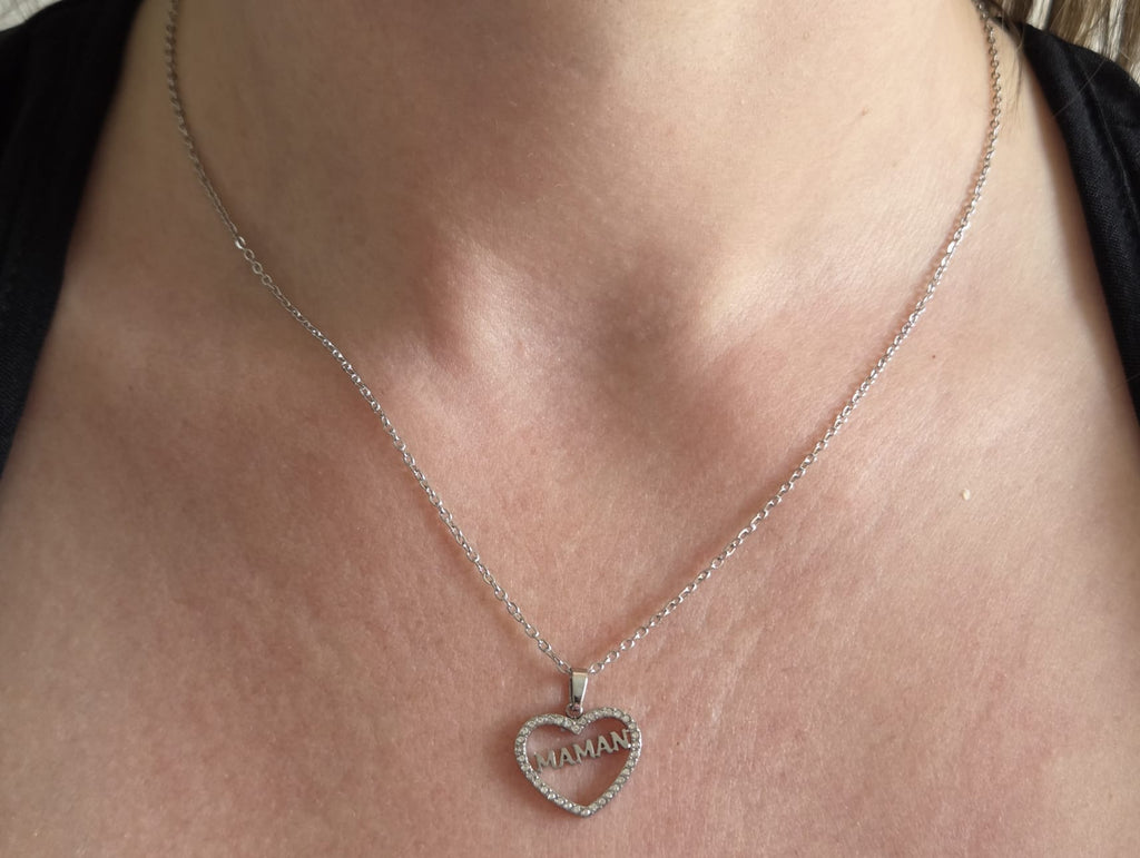 Collier argenté Maman