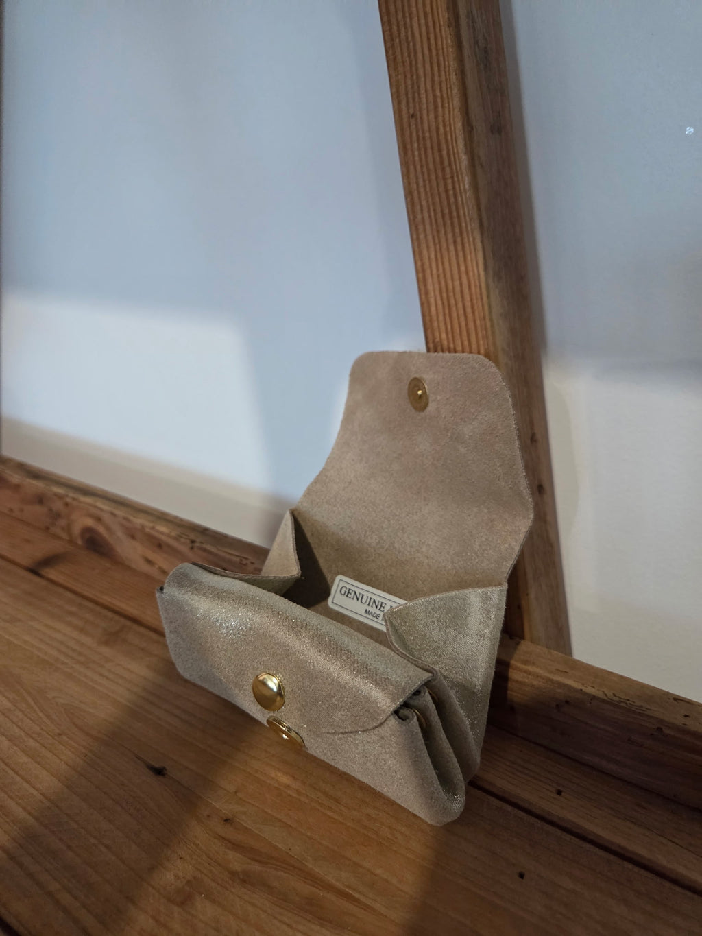 Porte-monnaie cuir doré pailleté