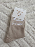 Chaussettes Message "Maman je t'aime" beige