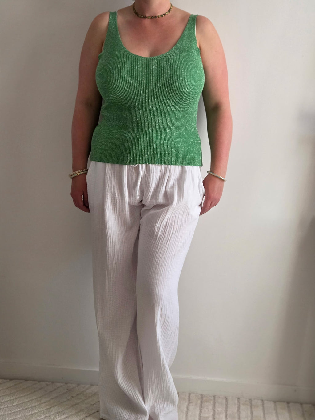 Débardeur vert pailleté