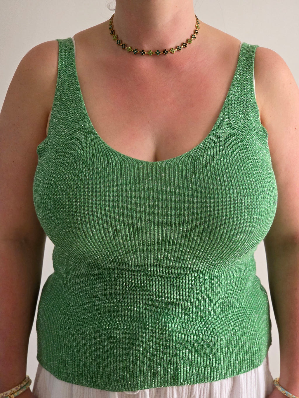 Débardeur vert pailleté