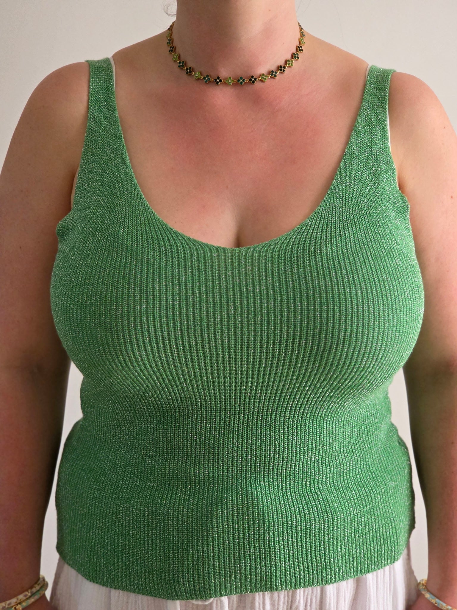 Débardeur vert pailleté