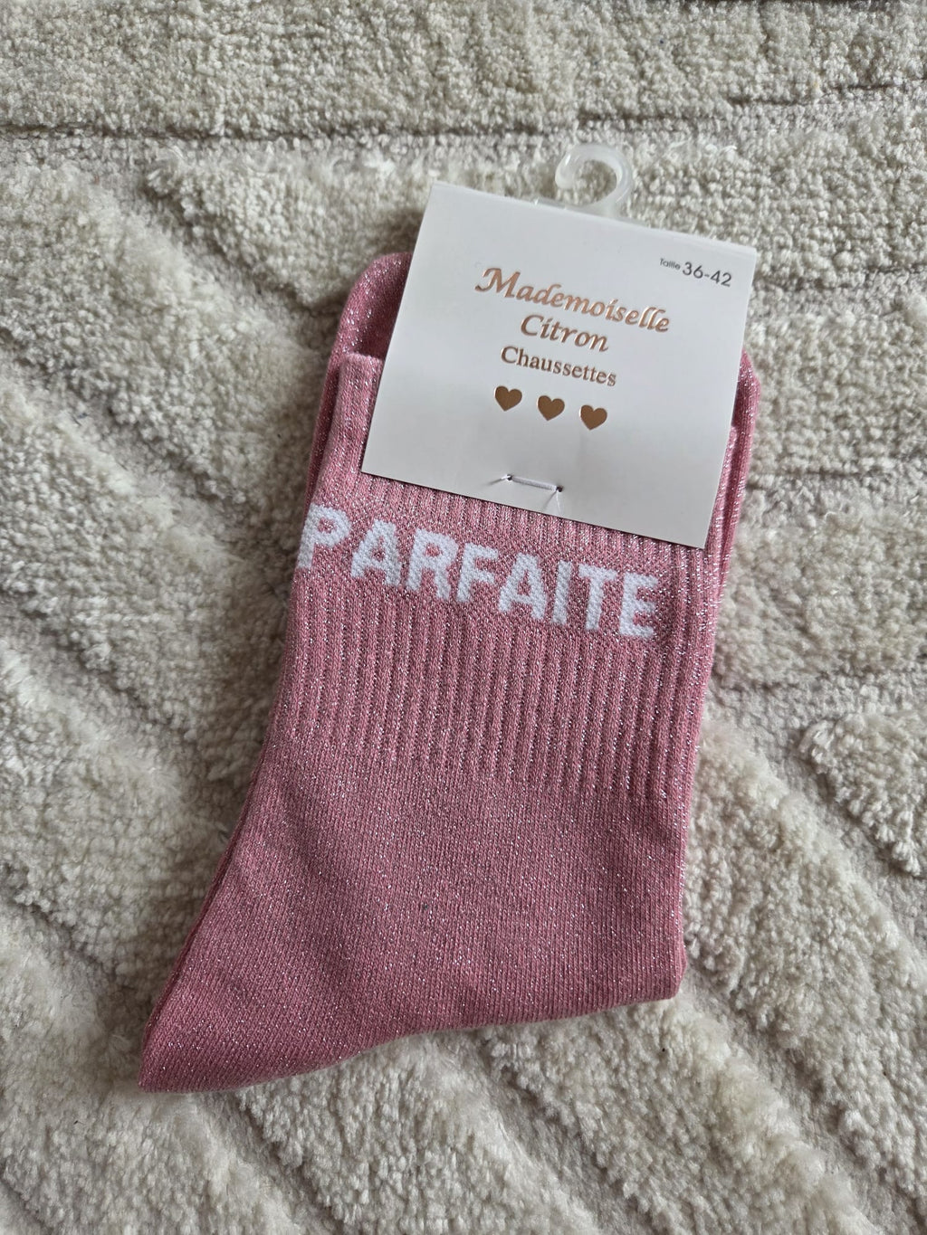 Chaussettes Message "Parfaite" roses