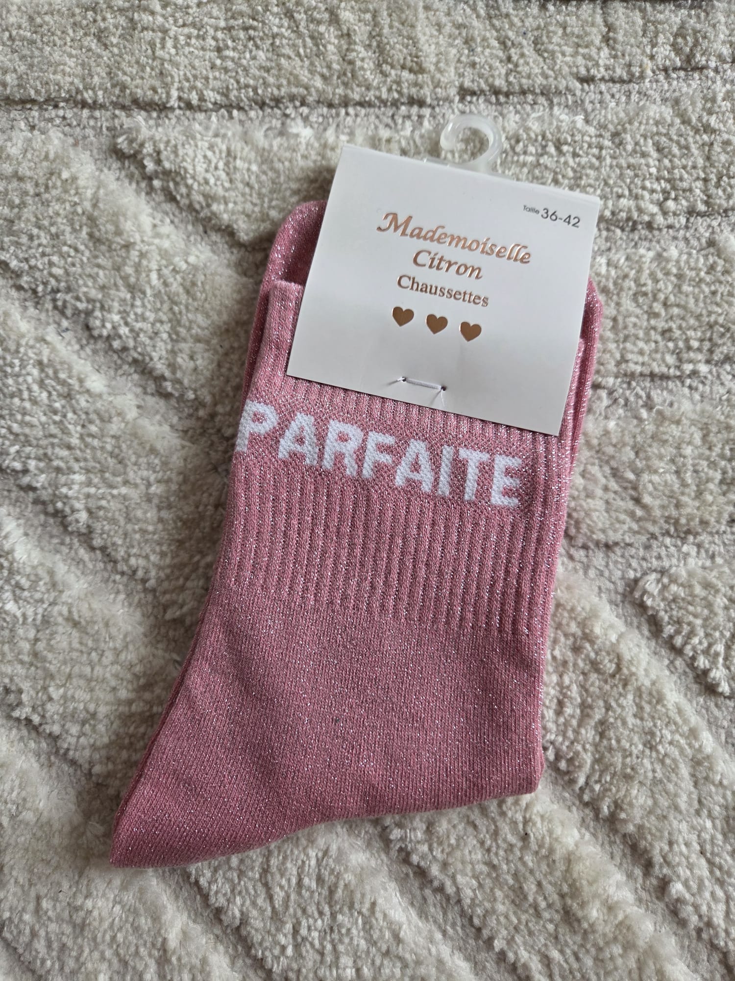Chaussettes Message "Parfaite" roses