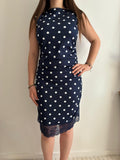 Robe dentelle à pois bleue marine