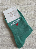Chaussettes Message "Maman" vertes