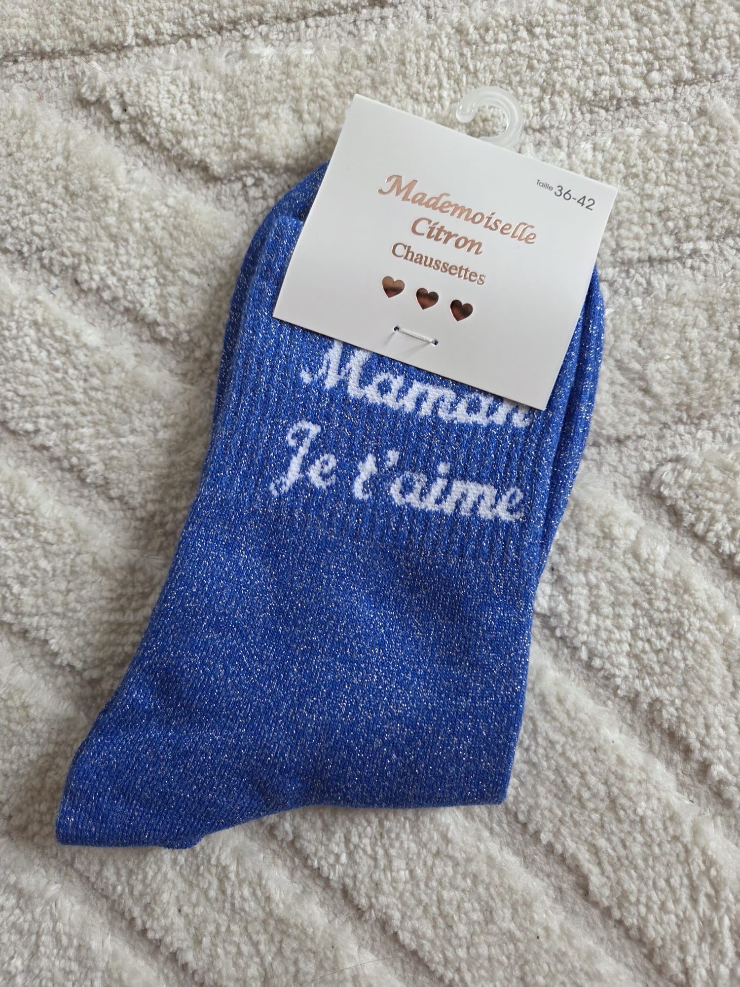 Chaussettes Message "Maman je t'aime" bleues