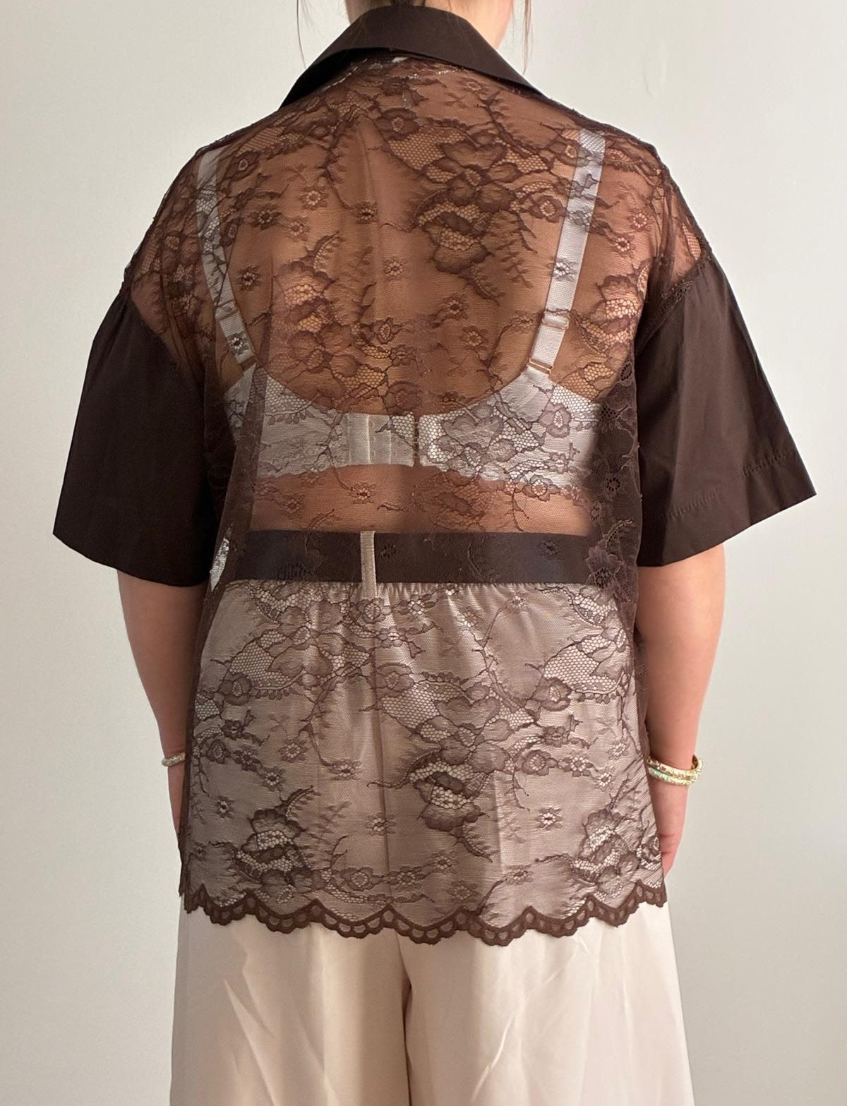 Chemise dentelle marron