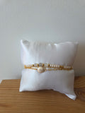Bracelet doré perles beige