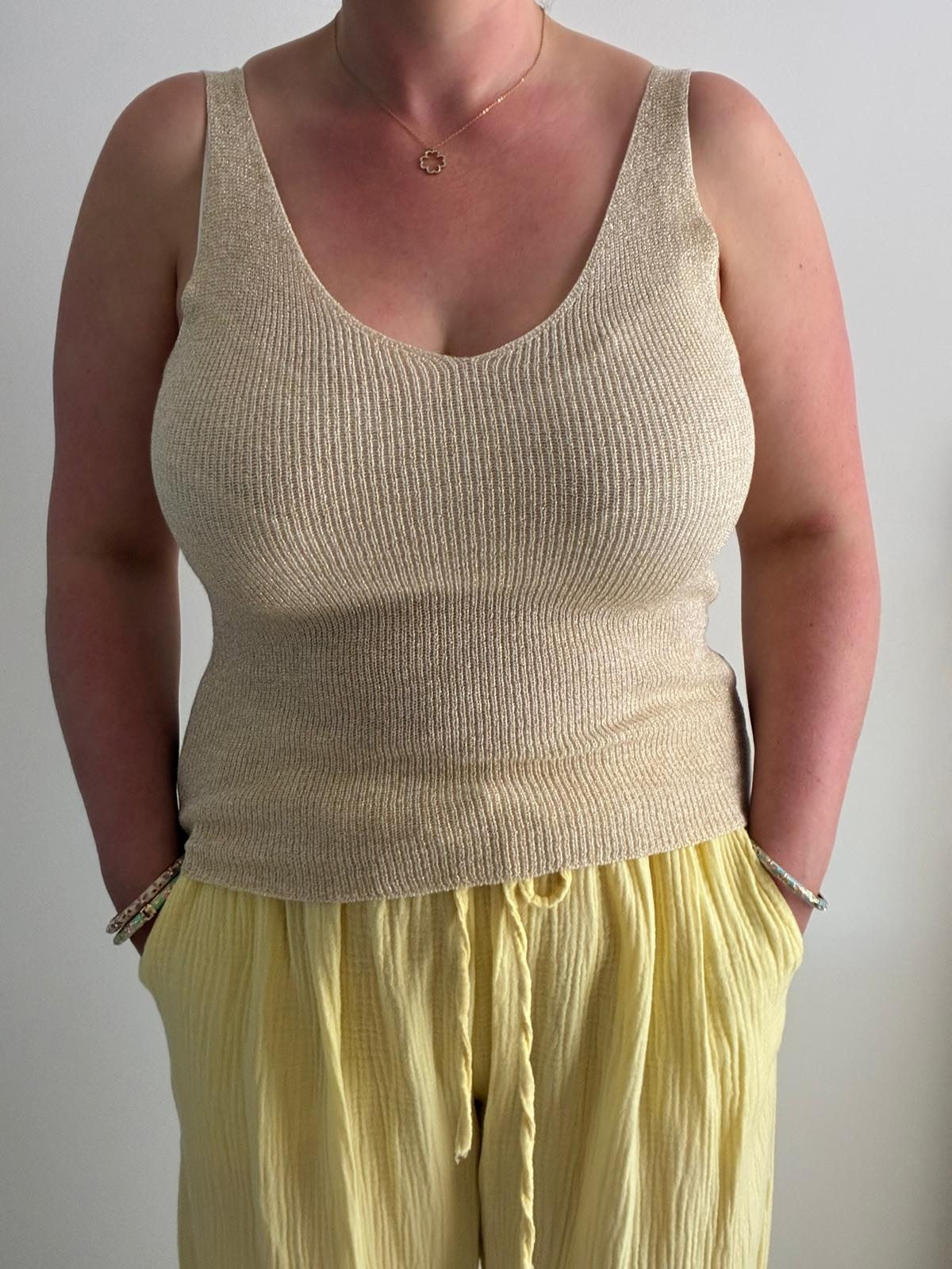 Débardeur beige pailleté