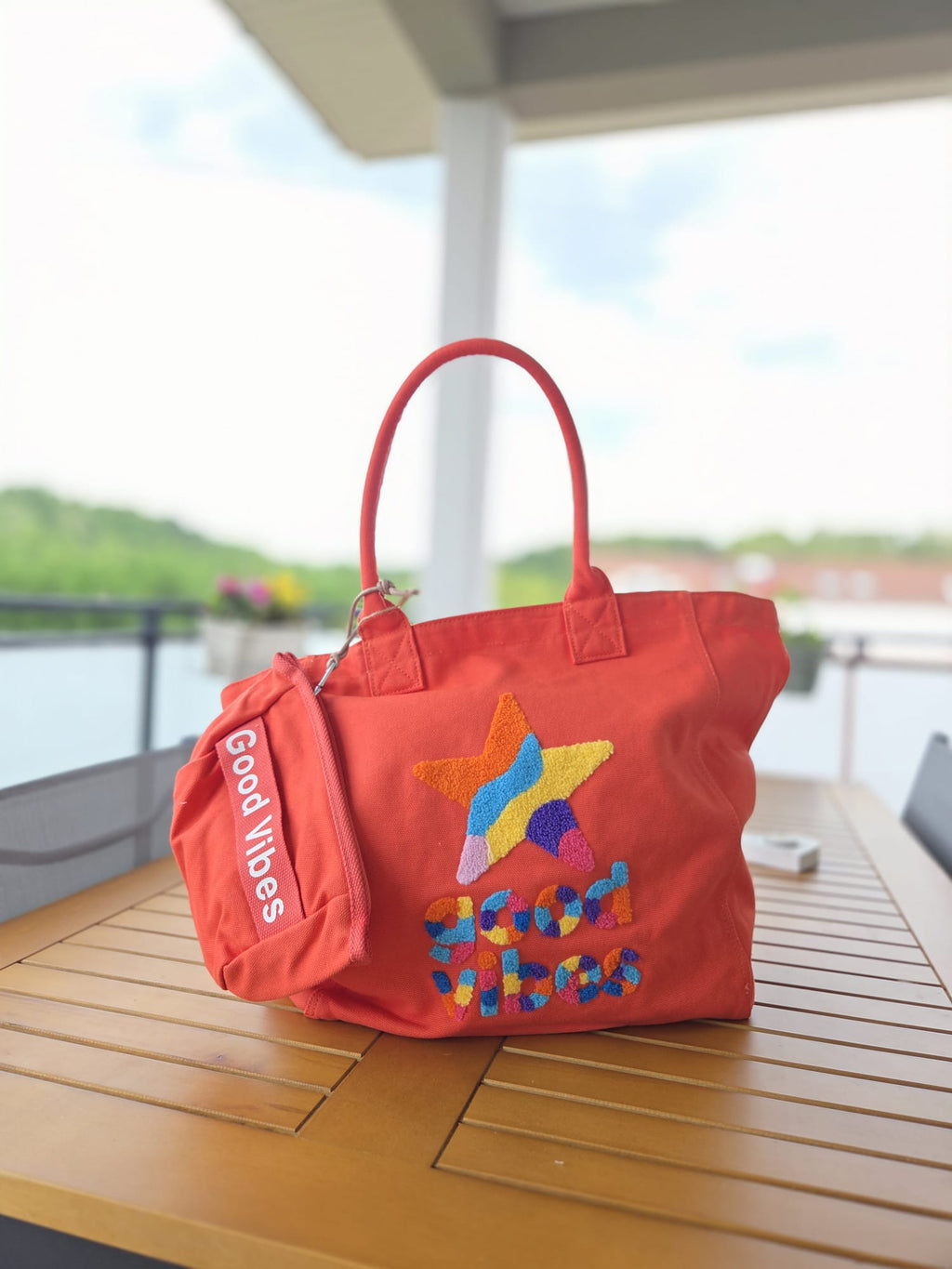 Sac "Good Vibes" orange