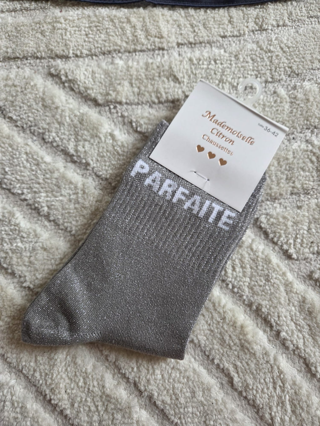 Message chaussettes "Parfaite" grises