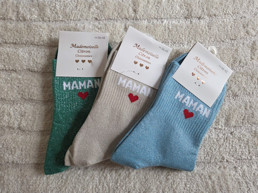 Chaussettes Message "Maman" vertes