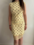 Robe dentelle à pois jaune