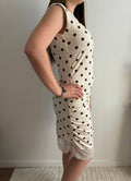 Robe dentelle à pois crème