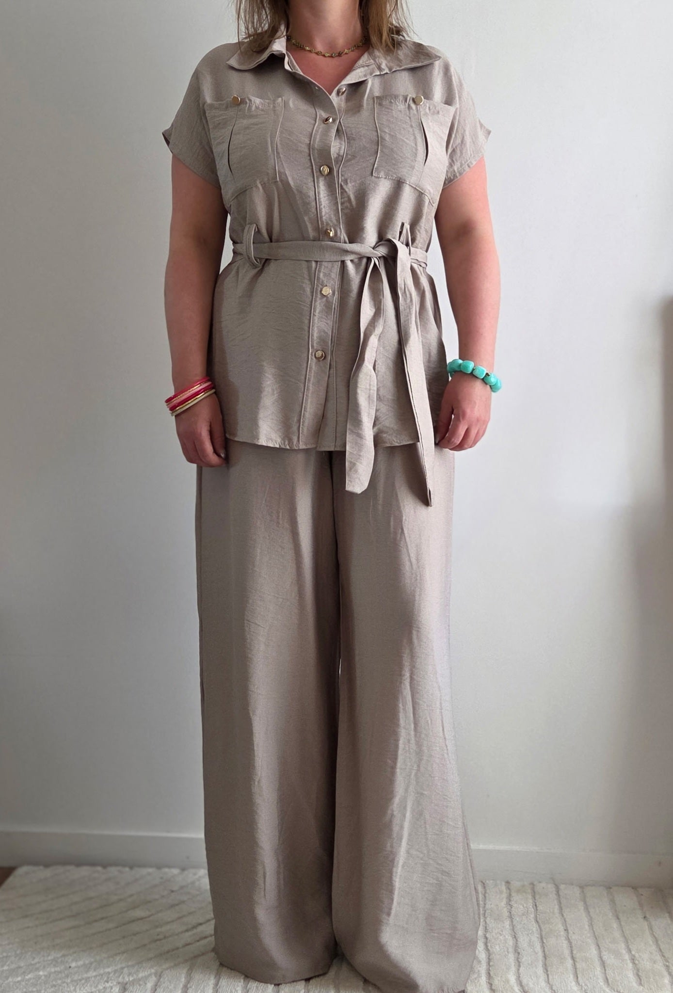 Ensemble chemise taupe