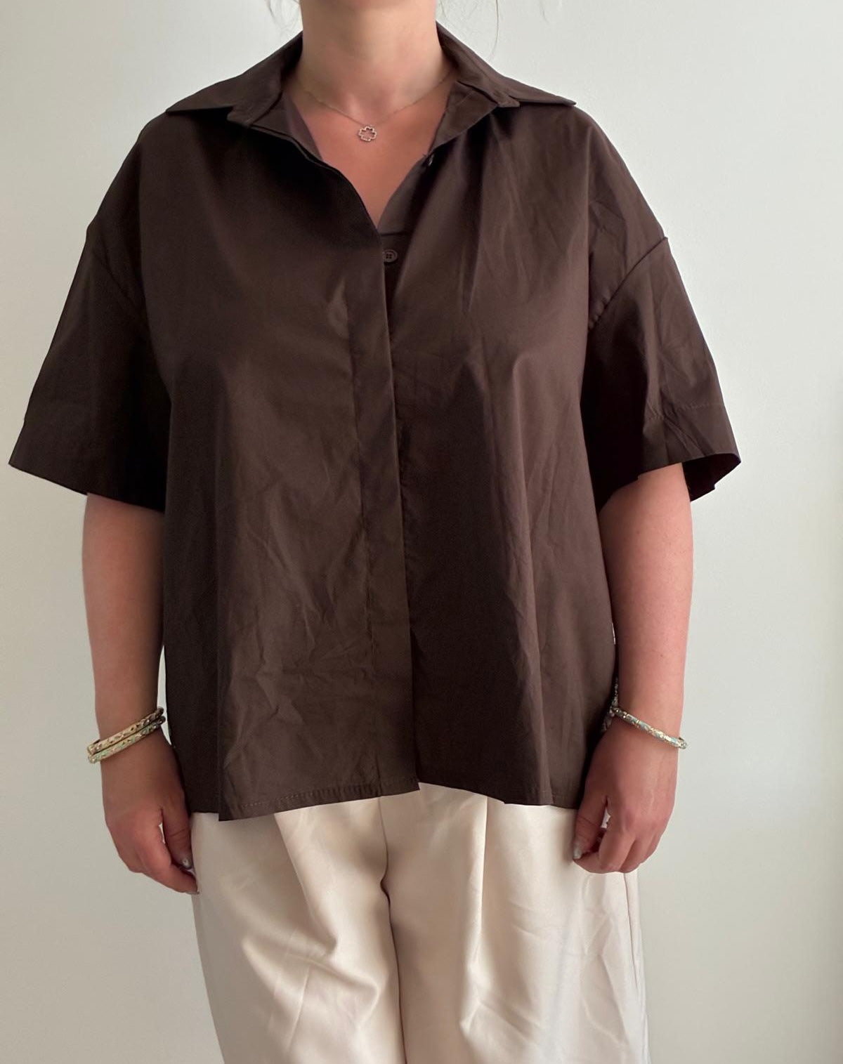 Chemise dentelle marron