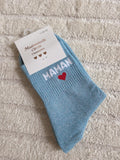 Chaussettes Message "Maman" bleues
