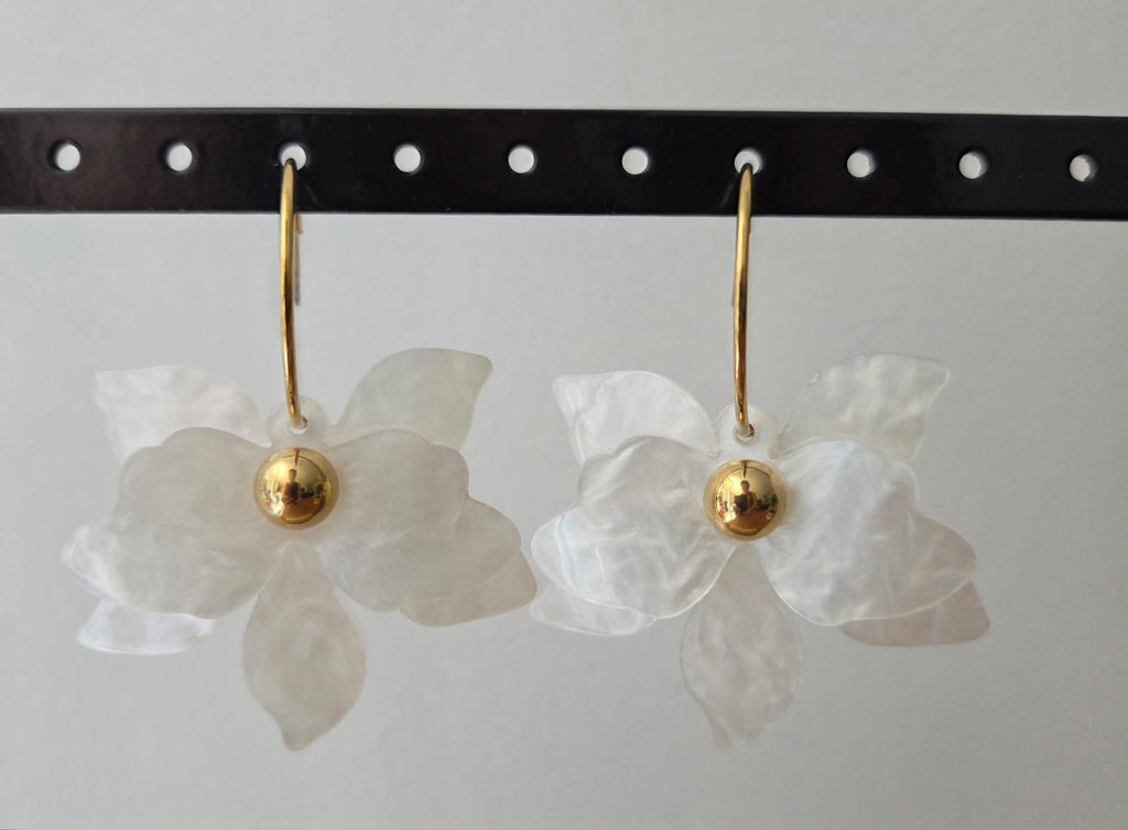 Boucles d'oreilles nacrées fleurs
