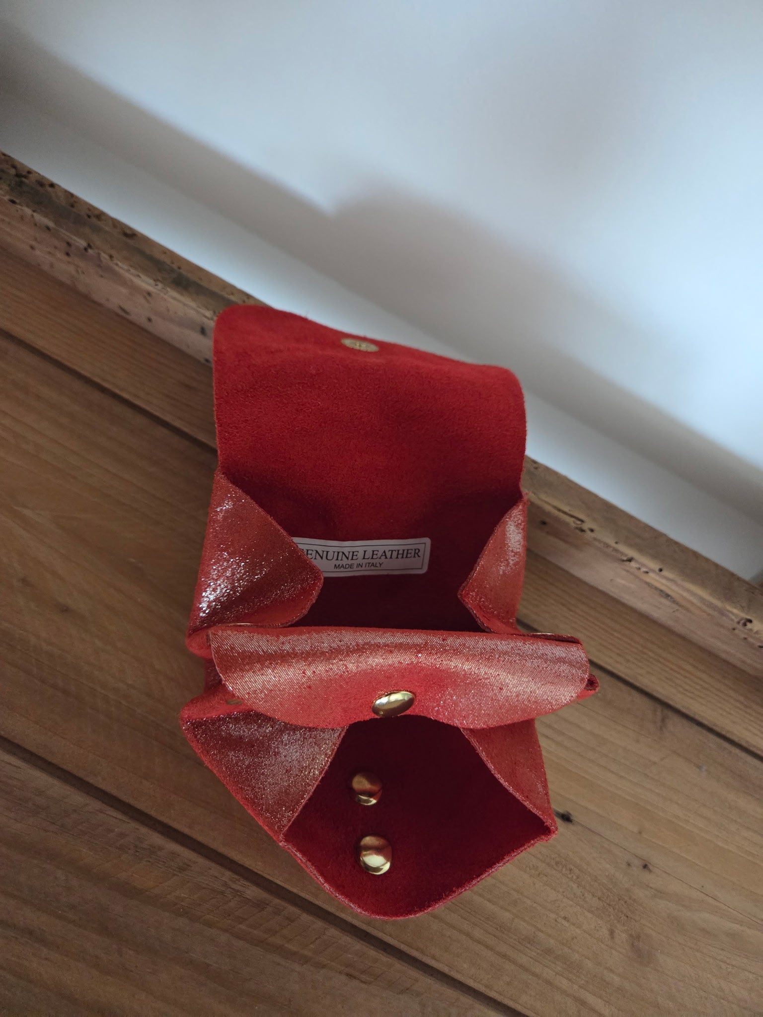 Porte-monnaie cuir corail pailleté